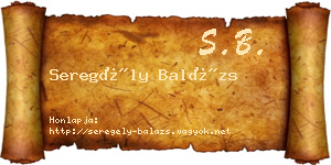 Seregély Balázs névjegykártya